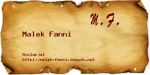 Malek Fanni névjegykártya